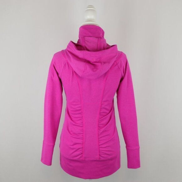 Athleta Rishi Women's XS Pink Full Zip Hooded Thigh Length Activewear Jacket - Picture 3 of 10